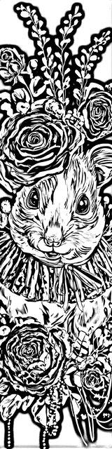 Free colorable bookmarks of a hamster surrounded by flowers